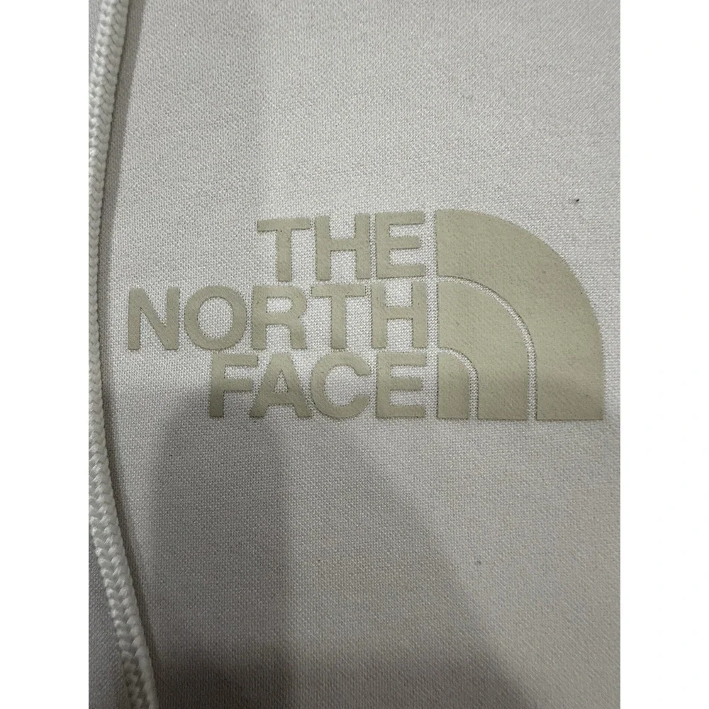 The North Face Men's White Pullover Fleece Hoodie Logo Pockets Drawstring Size M